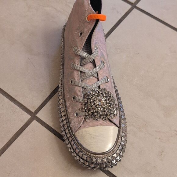 NEW Nan-Ku Free People High Top Sneaker Rhinestone Studded Mauve Size 9-9.5 - Picture 7 of 14